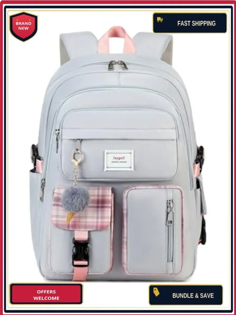 Nylon Waterproof Laptop Backpack Set with Lunch Bag & Pencil Case, 15.6 Inch,